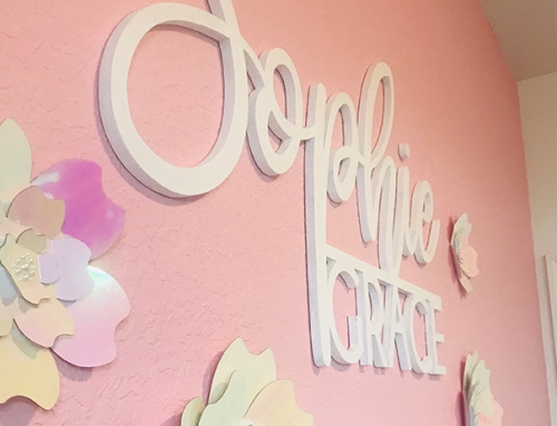 Wall Décor  -Dimensional Lettering -CNC Cutting- and laser cut flowers