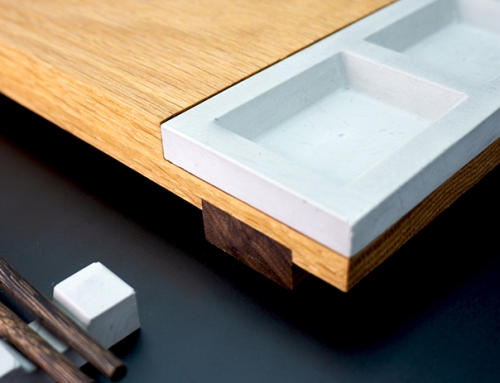 Custom Sushi Boards in Solid Wood and Concrete Sauce Tray