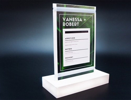 Acrylic board + PVC Base for Menu Event